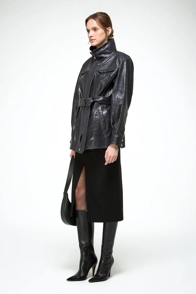 Chiara - Carbon Ledermantel