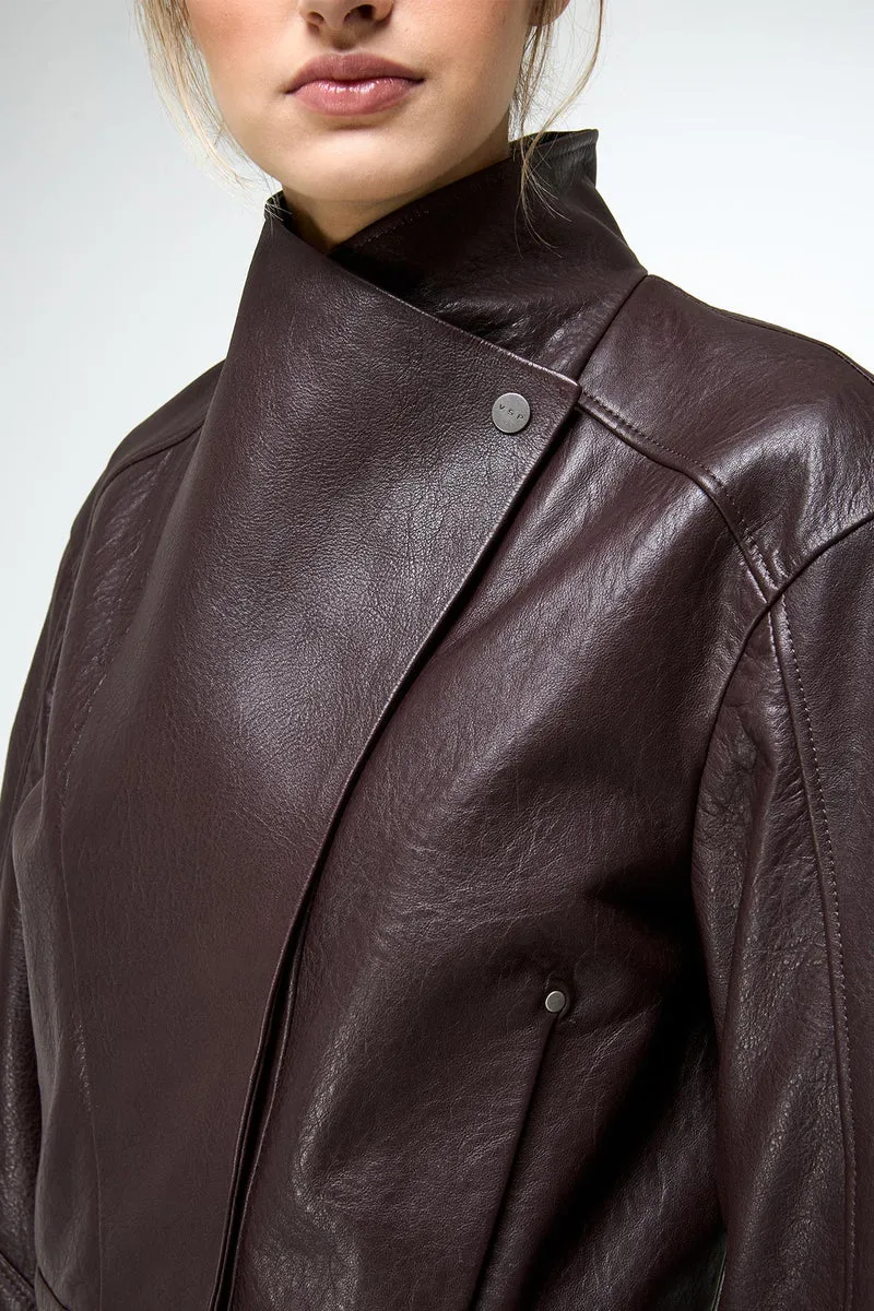 Alina – Dunkle Bordeaux-Lederjacke