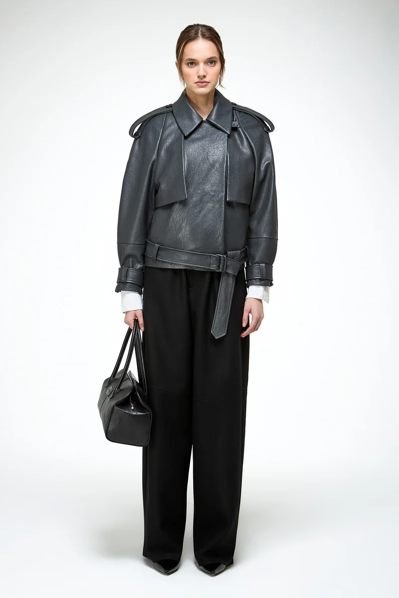 Lucia - Anthrazitfarbene - Lederjacke