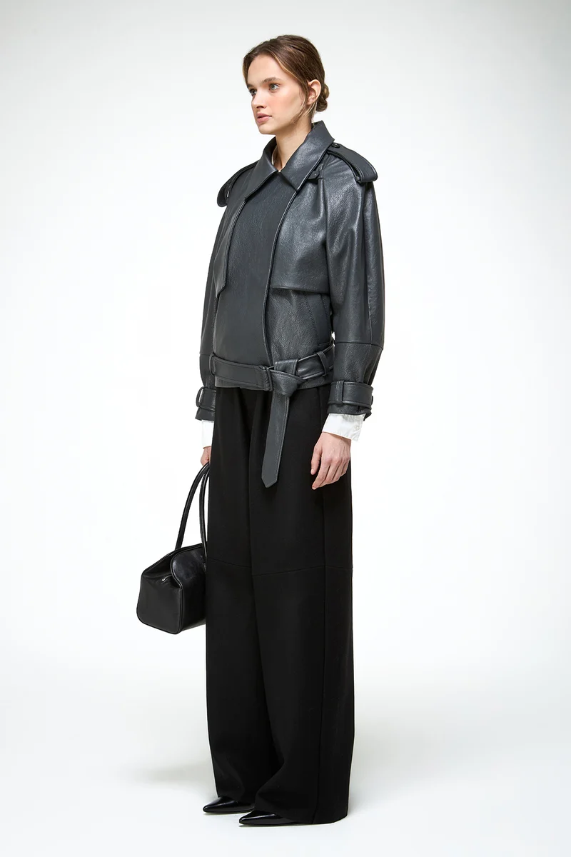 Lucia - Anthrazitfarbene - Lederjacke