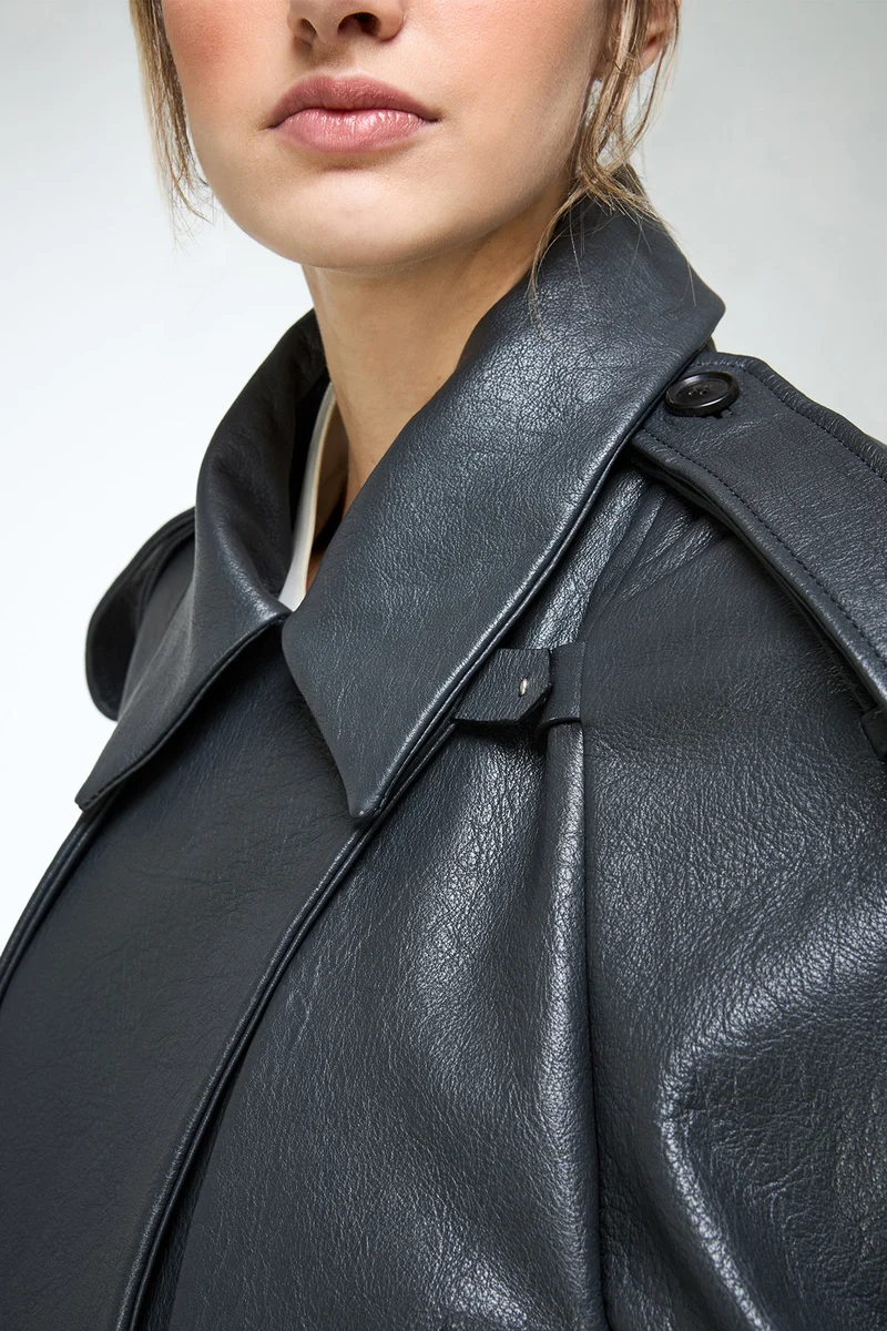 Lucia - Anthrazitfarbene - Lederjacke
