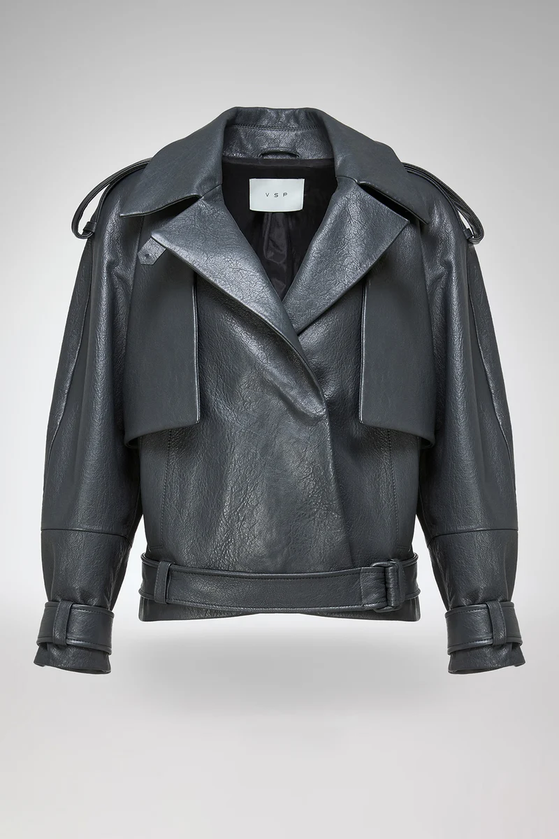 Lucia - Anthrazitfarbene - Lederjacke