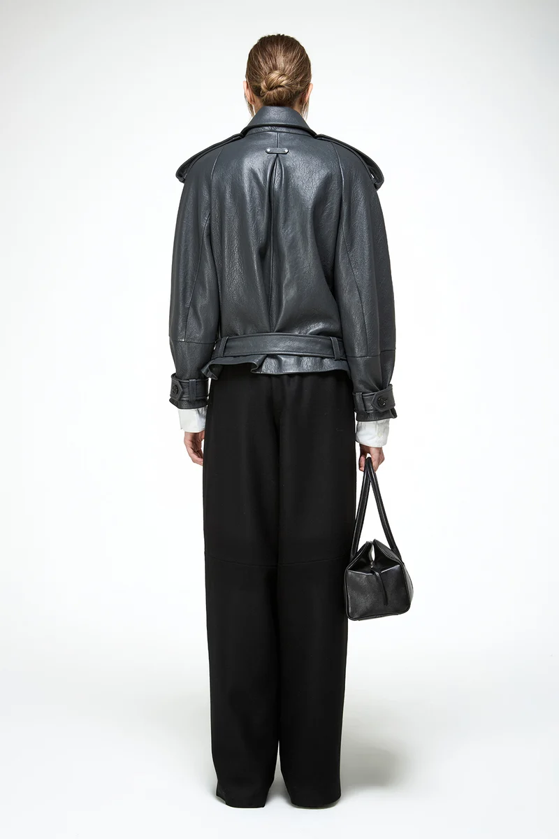 Lucia - Anthrazitfarbene - Lederjacke