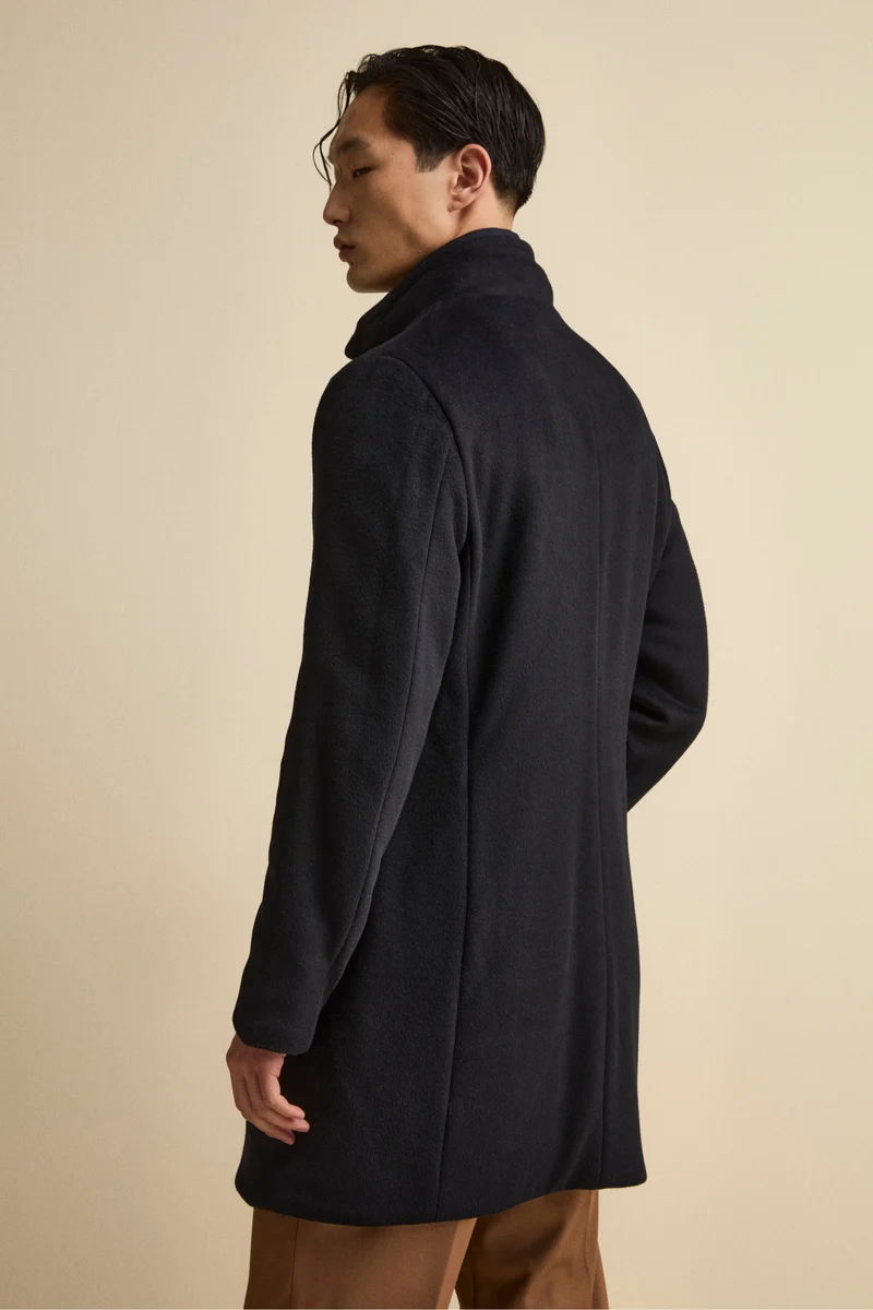 Cappotto Midi in Misto Lana con Pettorina Removibile - BLU