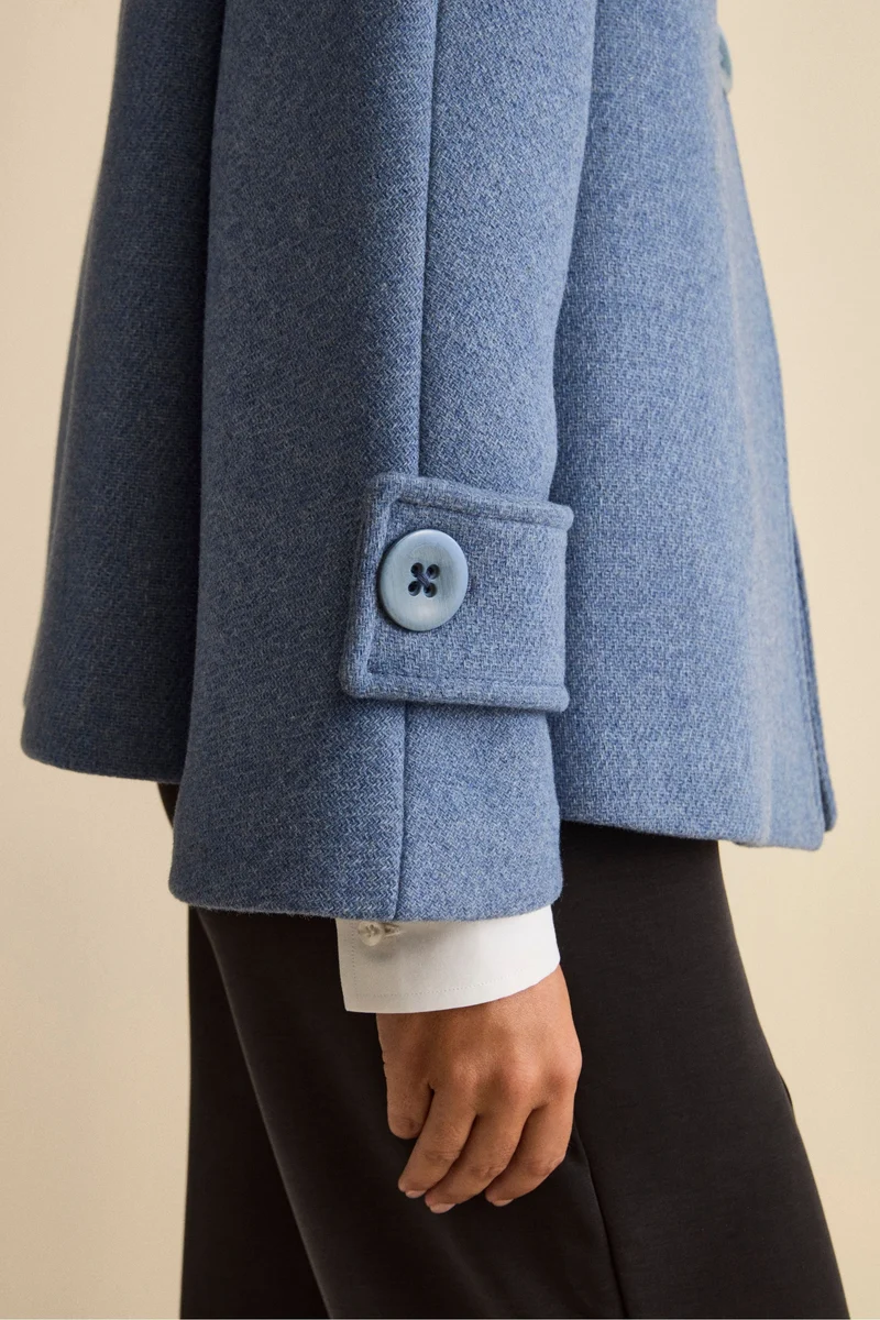 Cappotto Corto in Misto Lana con Maniche a Campana - POLVERE