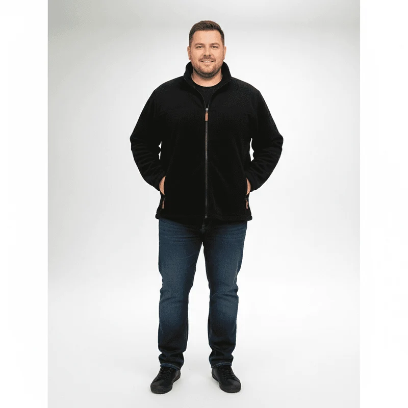 BigTiger Fleecejacke Herren Übergröße 3XL-12XL Schwarz Anthrazit Royal
