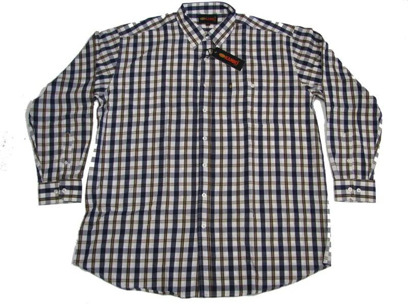 BigTiger Karohemd Herren Übergöße 4XL-10XL-langarm, Karo Braun-weiß