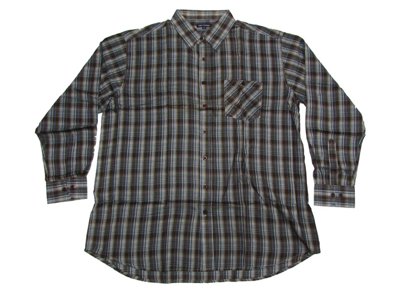 BigTiger Karohemd Herren Übergröße 3XL-10XL -langarm, Karo blau-schwarz