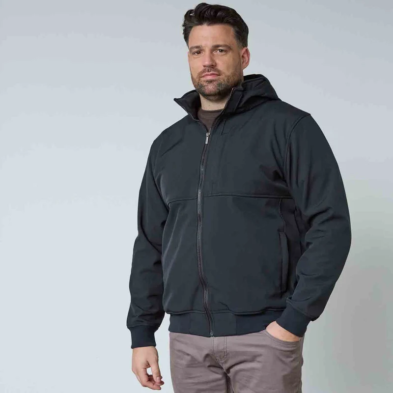 Allsize Softshell-Jacke Herren Übergröße 4XL-8XL Schwarz abnehmbare Kapuze