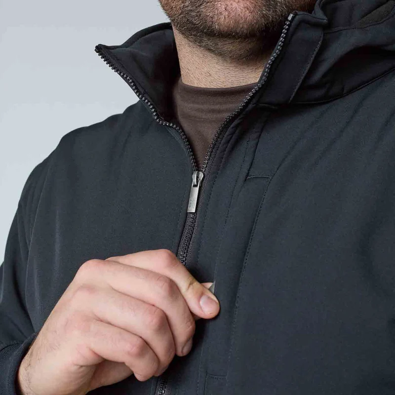 Allsize Softshell-Jacke Herren Übergröße 4XL-8XL Schwarz abnehmbare Kapuze