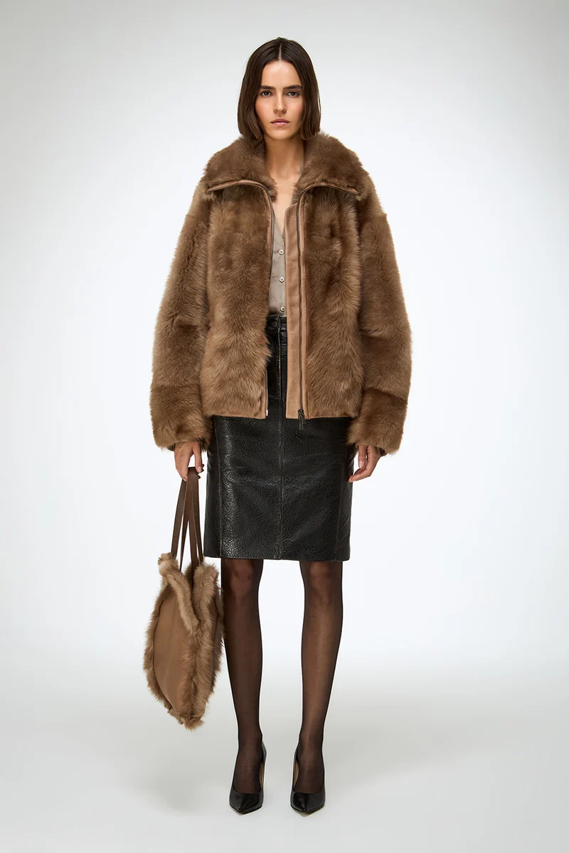 Bea - Sand Shearling Jacket