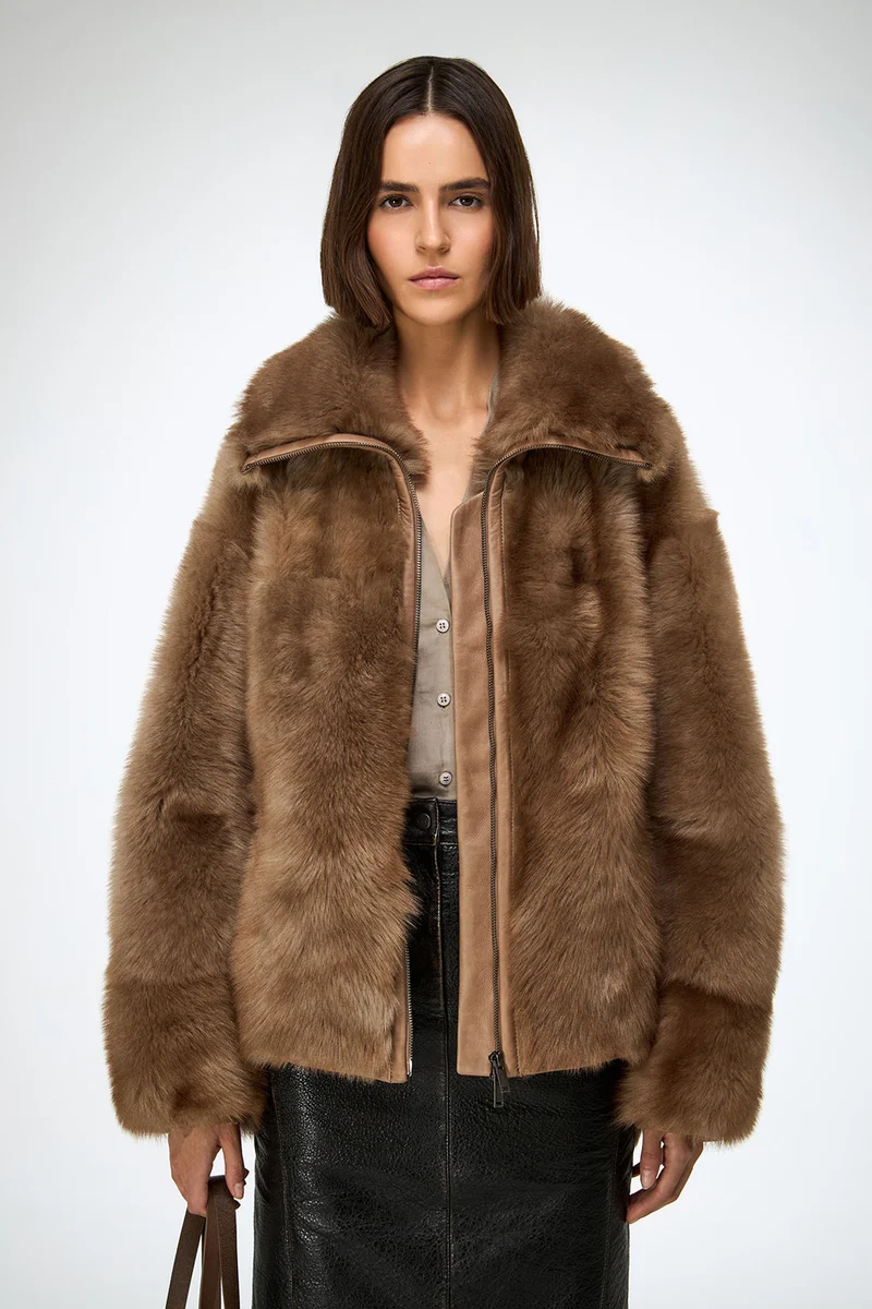 Bea - Sand Shearling Jacket