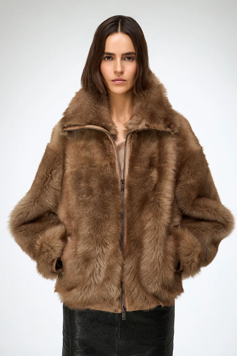 Bea - Sand Shearling Jacket