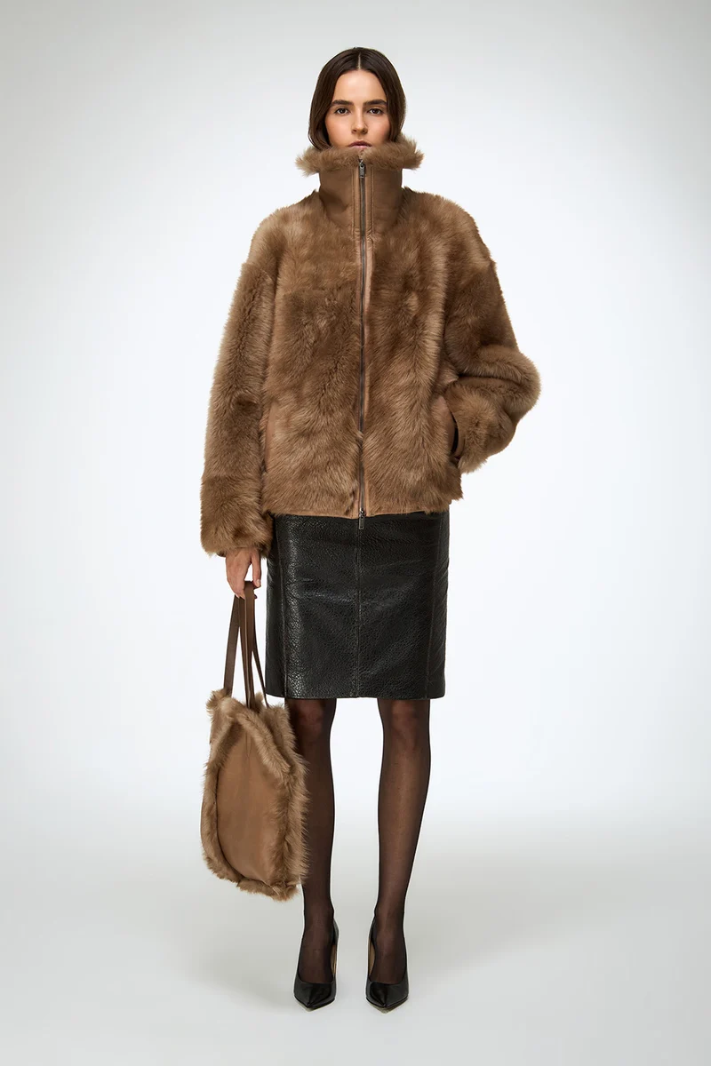 Bea - Sand Shearling Jacket