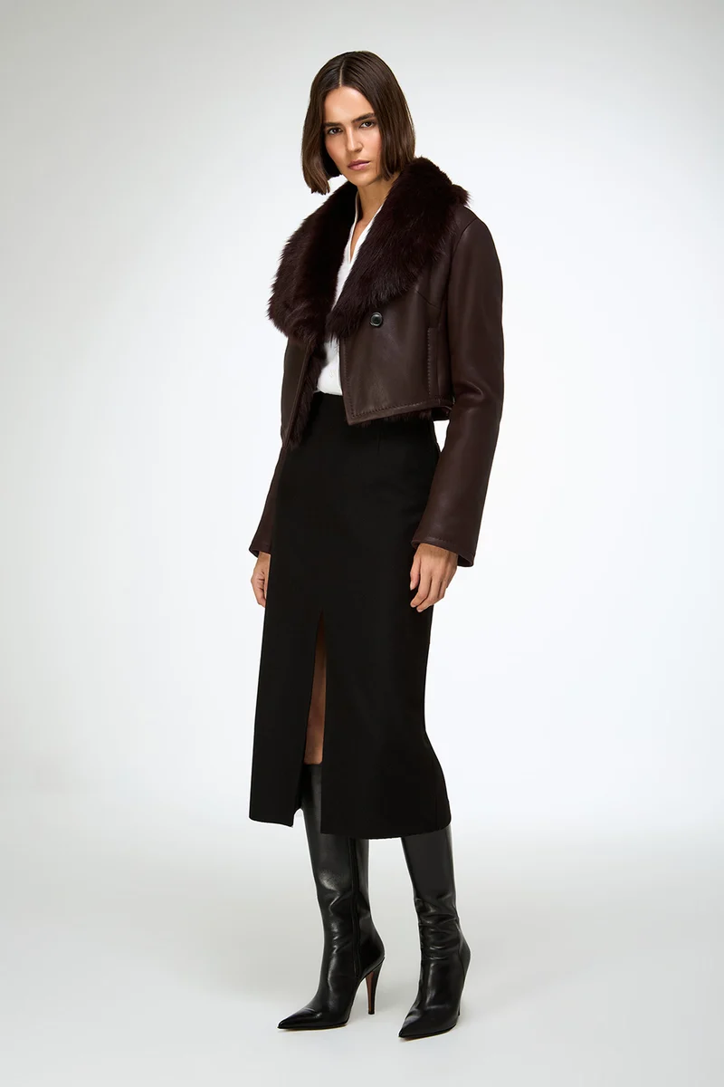 Yva – Kirsche Lammfelljacke