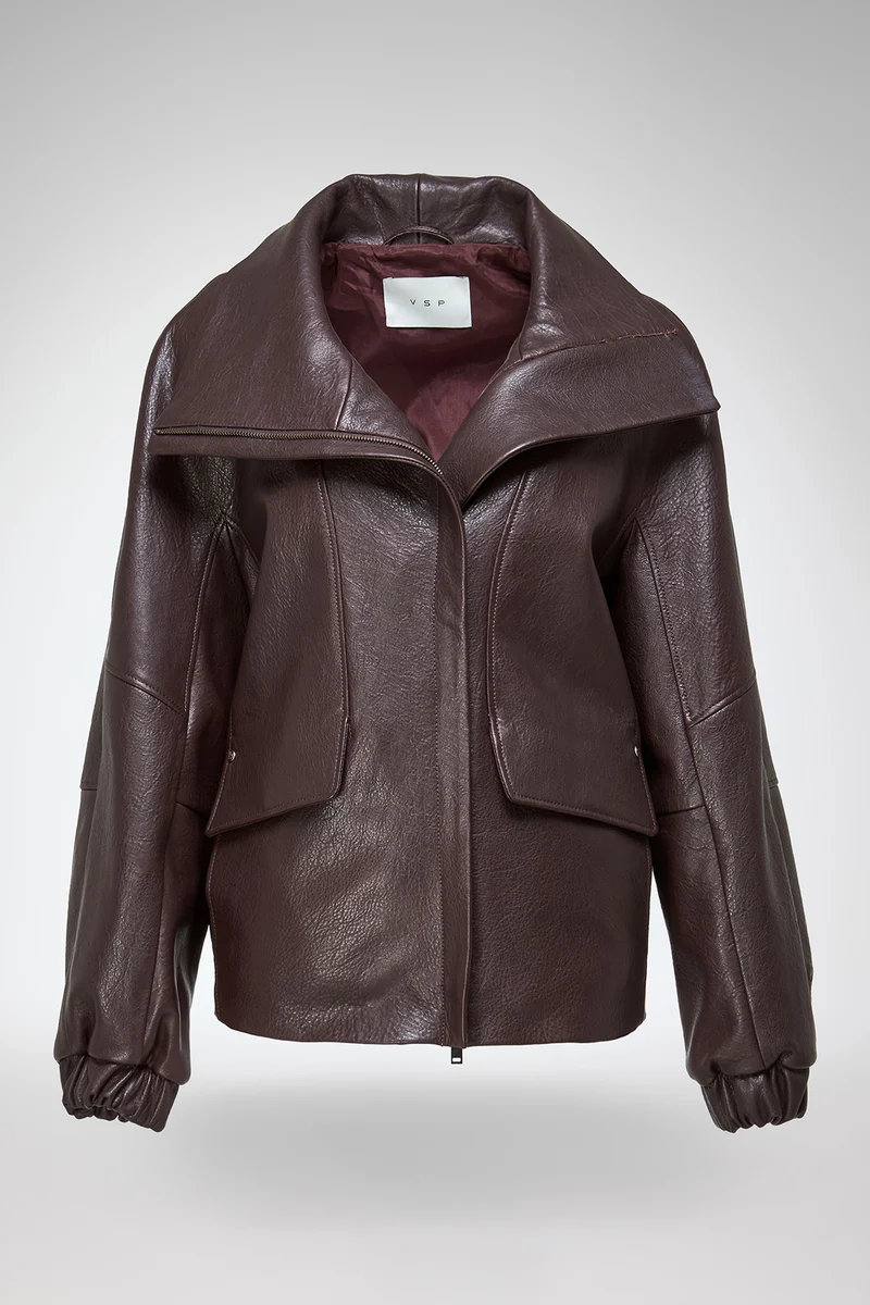 Titiana – Dunkle Bordeaux-Lederjacke