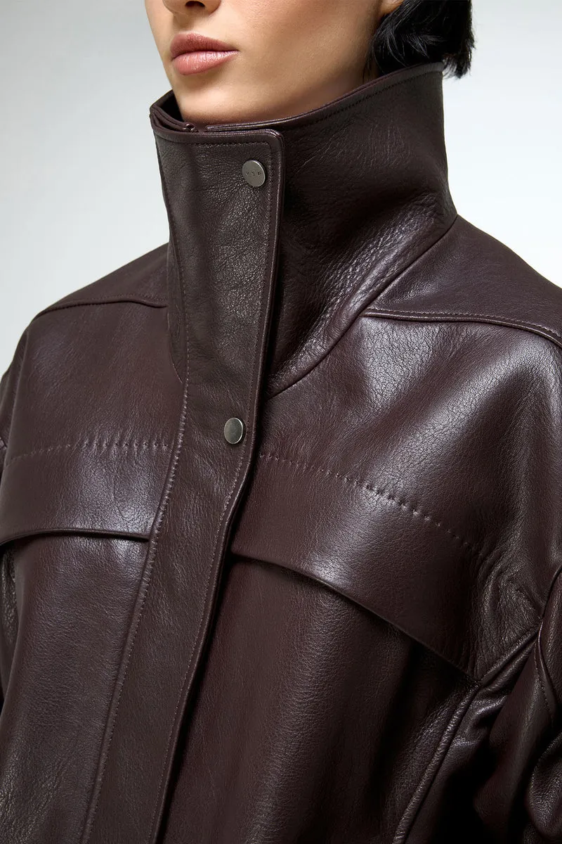 Eli – Dunkle Bordeaux-Lederjacke