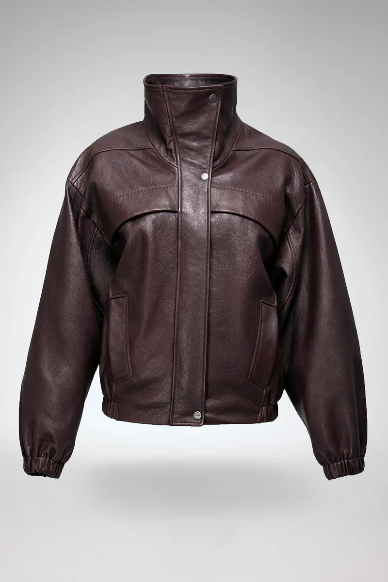 Eli – Dunkle Bordeaux-Lederjacke