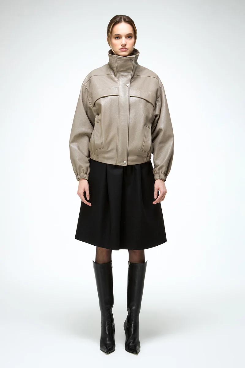 Eli – Beigefarbene Lederjacke