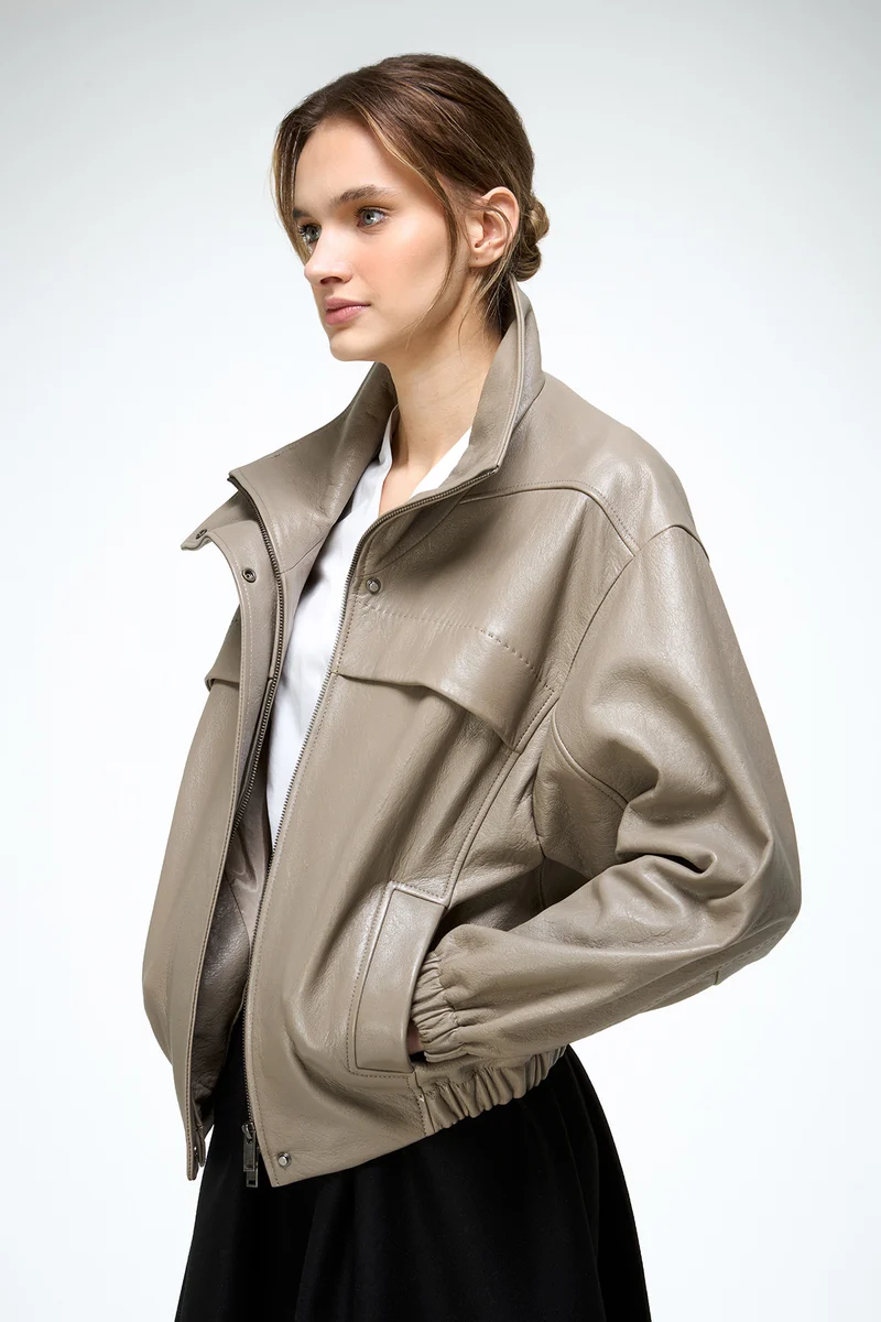 Eli – Beigefarbene Lederjacke