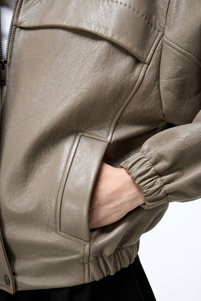Eli – Beigefarbene Lederjacke