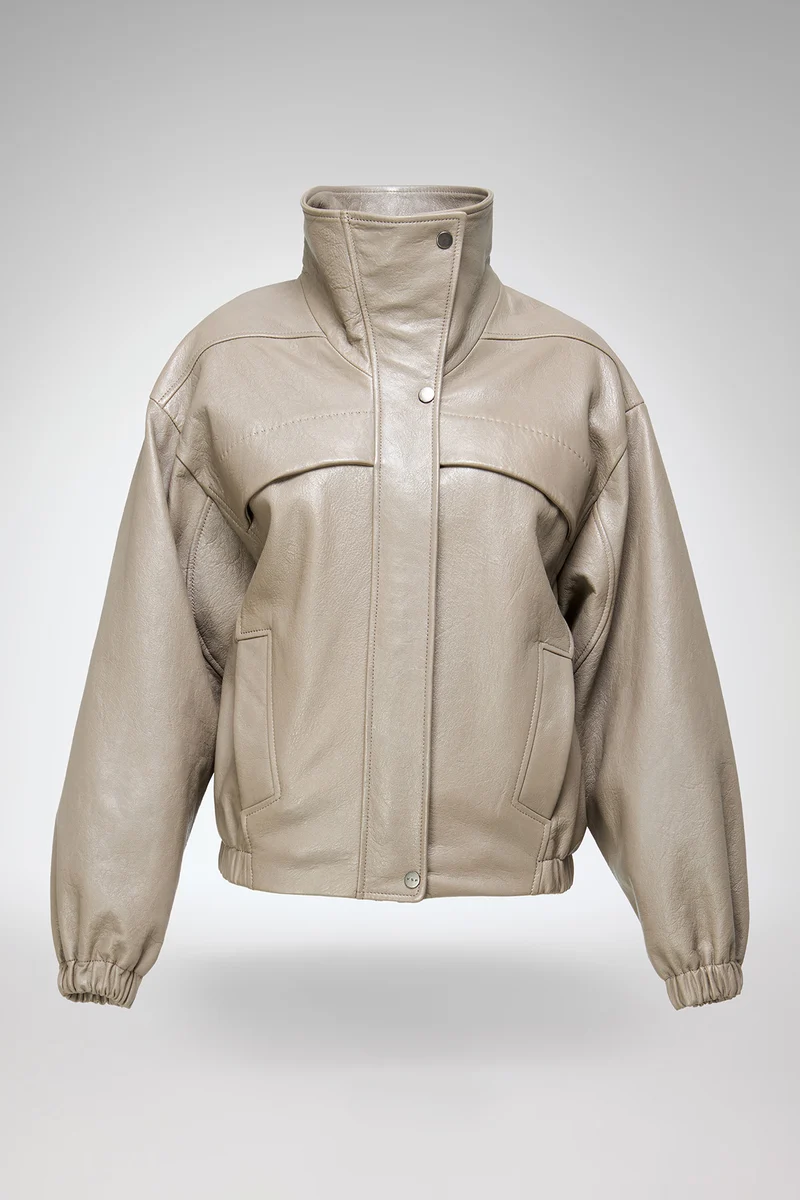 Eli – Beigefarbene Lederjacke