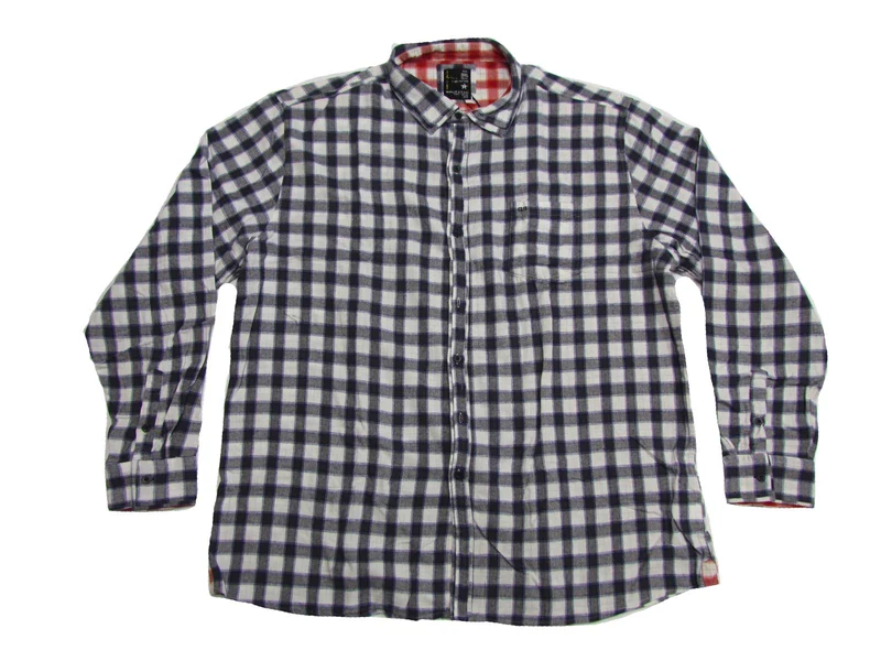Duke Karohemd Herren Übergröße 3XL -langarm, Karo blau-weiß