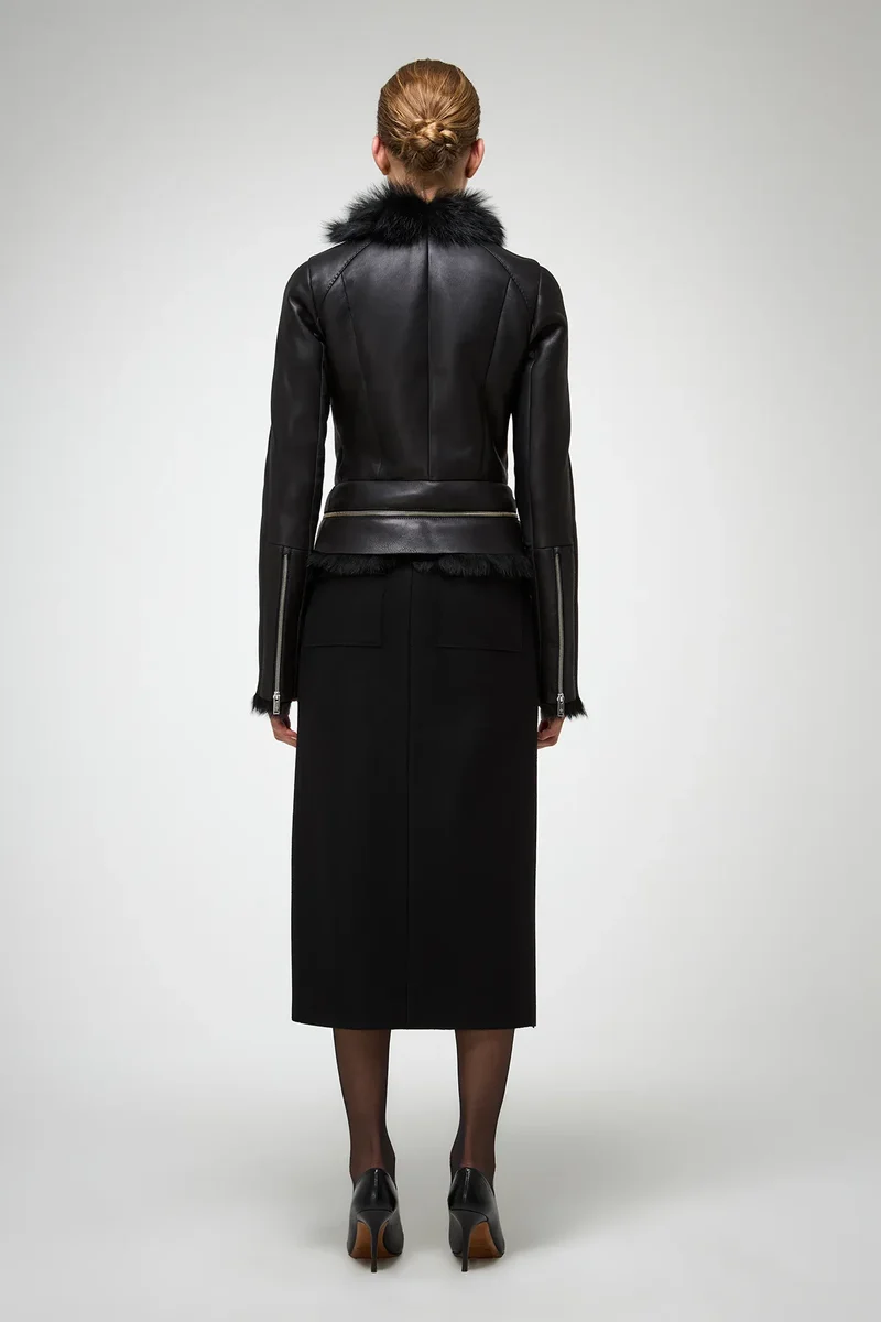 Josette - Schwarze Lammfelljacke