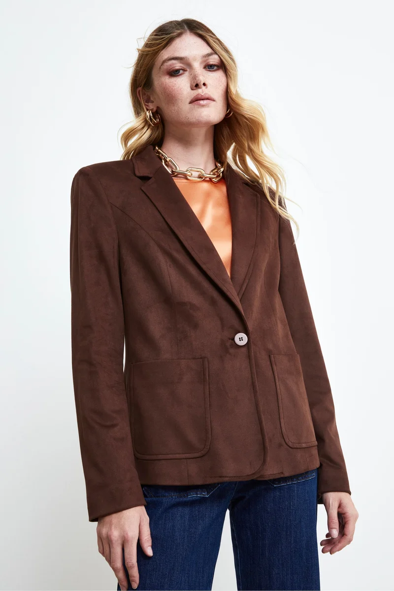 Giacca Daino Regular Fit - COGNAC