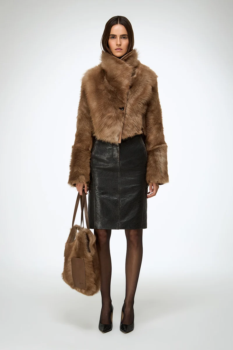 Ashley - Sand Lammfelljacke