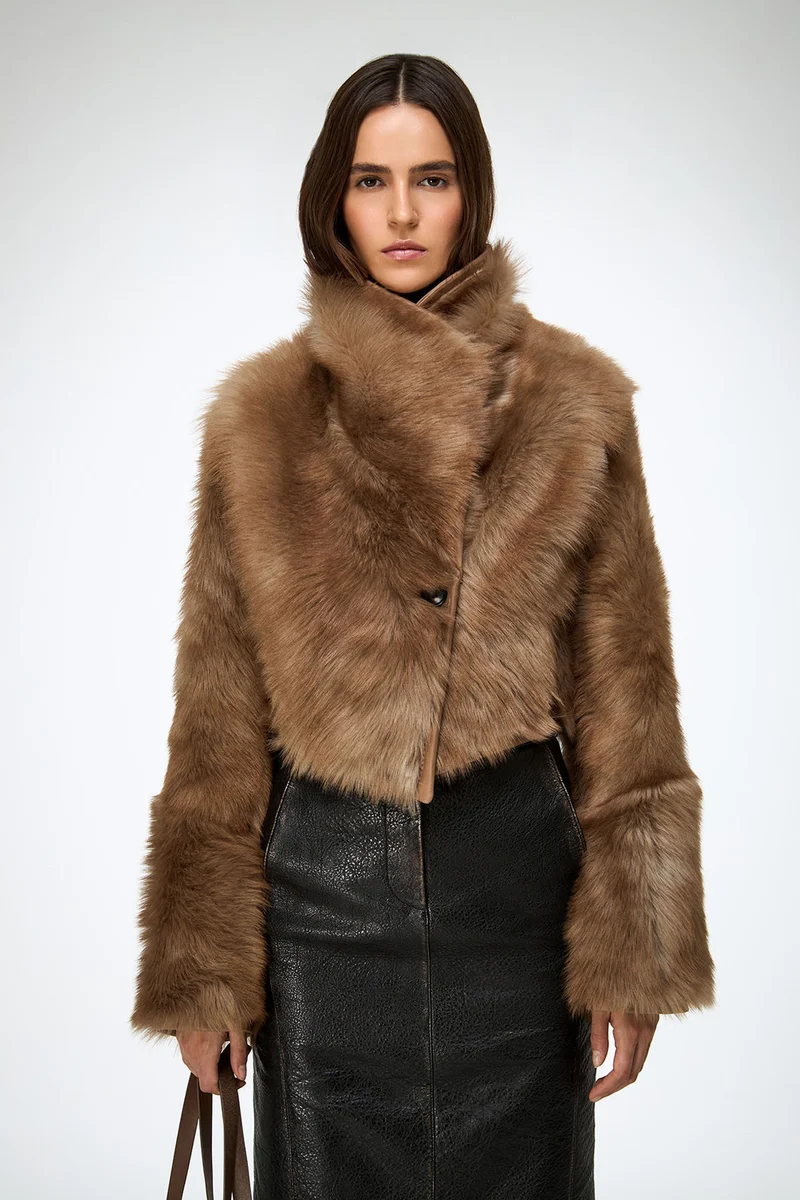 Ashley - Sand Lammfelljacke