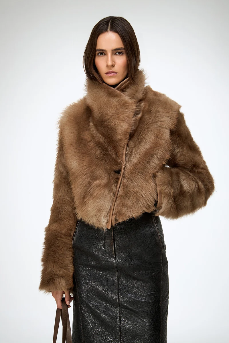 Ashley - Sand Lammfelljacke