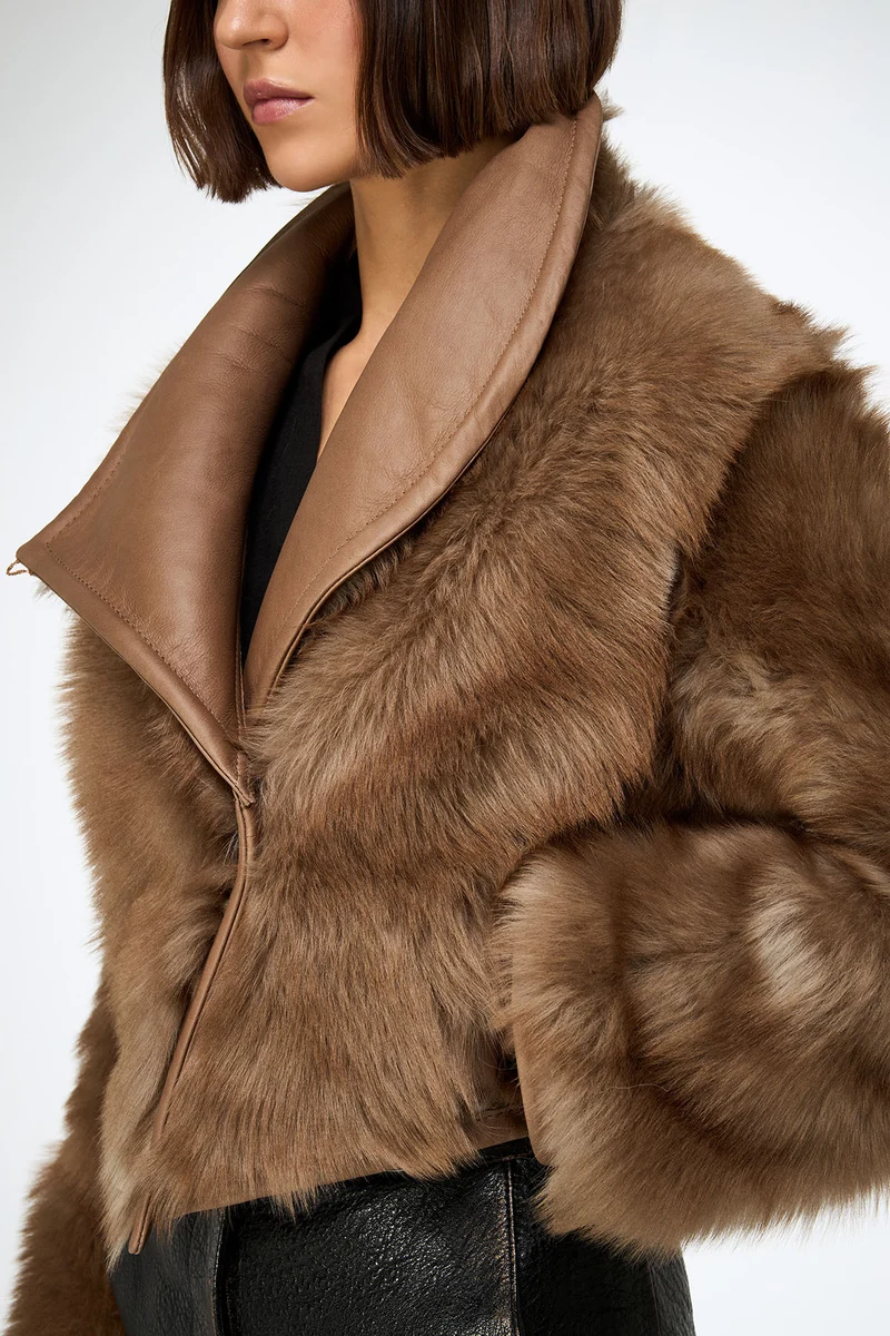 Ashley - Sand Lammfelljacke
