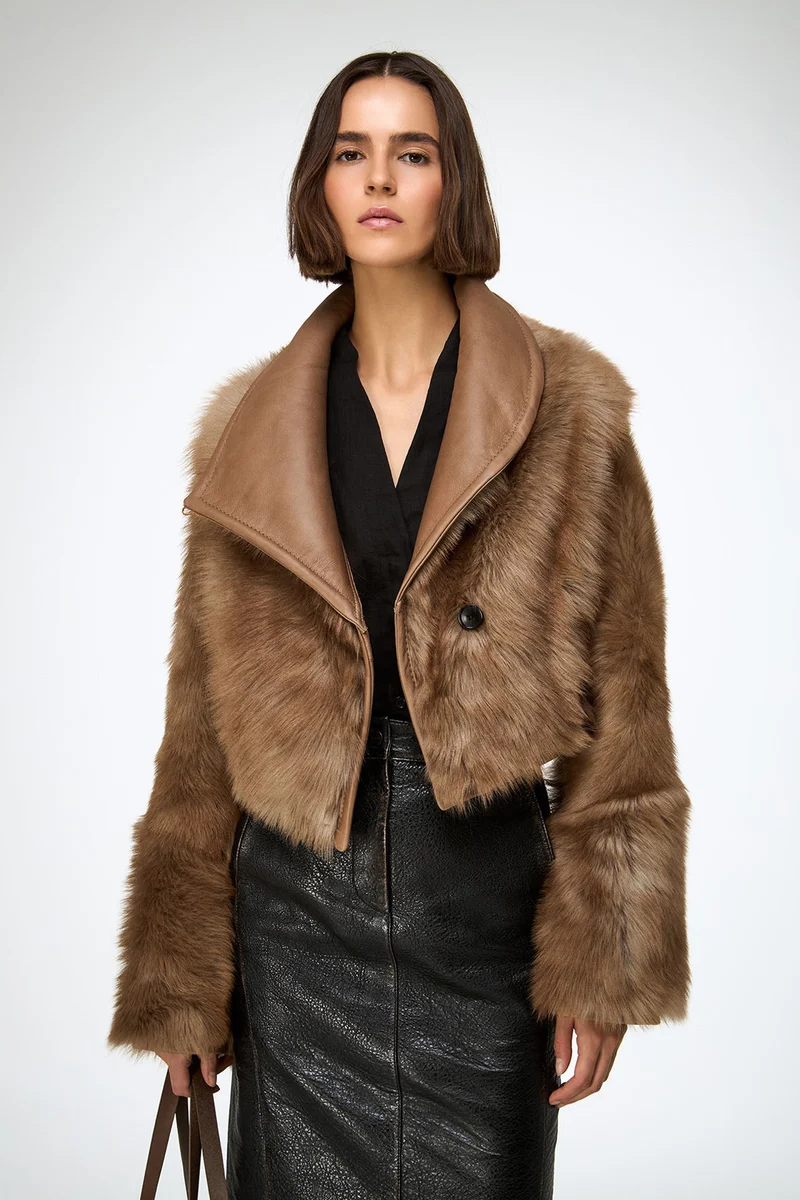 Ashley - Sand Lammfelljacke