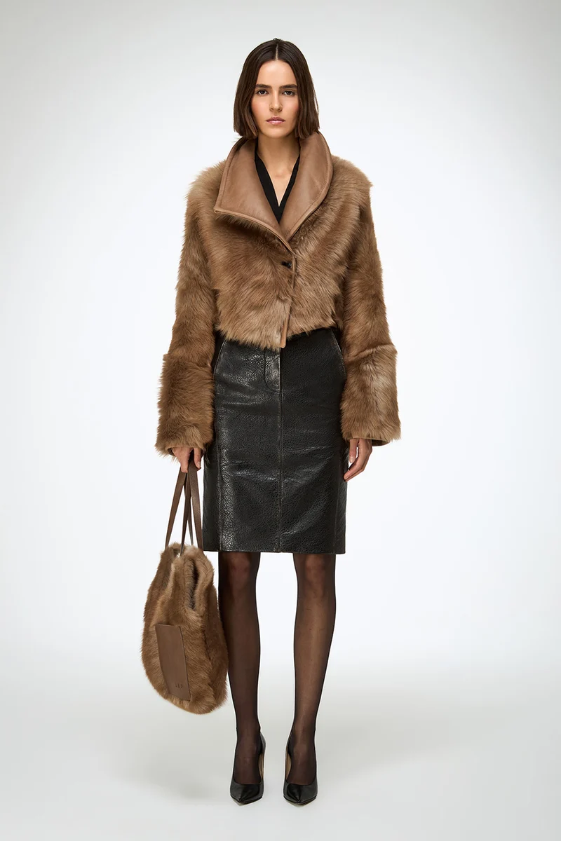 Ashley - Sand Lammfelljacke