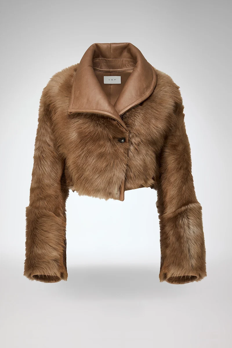 Ashley - Sand Lammfelljacke