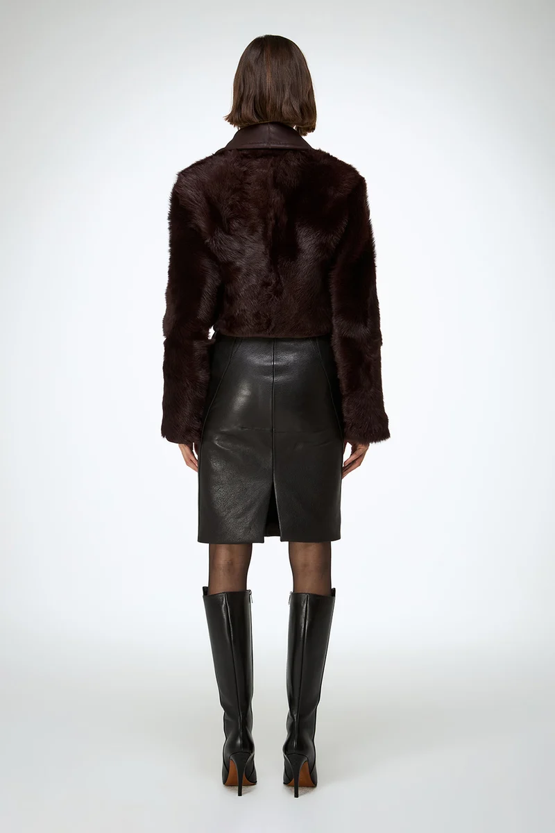 Ashley - Kirschroter Lammfelljacke