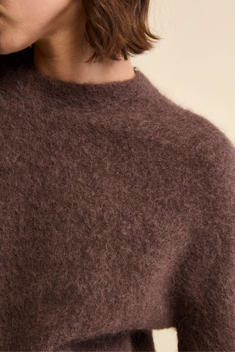 Maglia Girocollo Boxy in Misto Alpaca - T.MORO