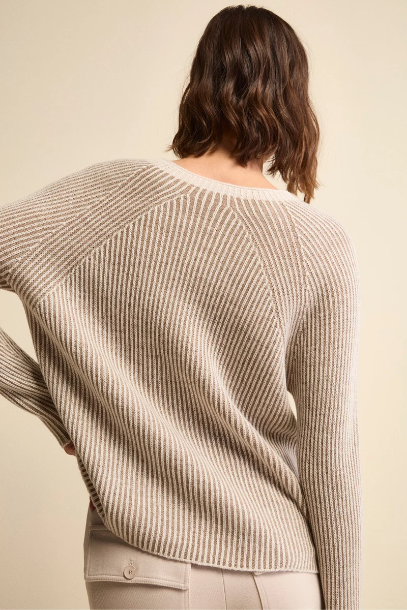 Maglia Fantasia in Lana Merino a Costa Inglese - FANT. BEIGE
