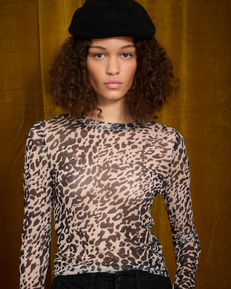 Tigardi Mesh-Top - Animal Print