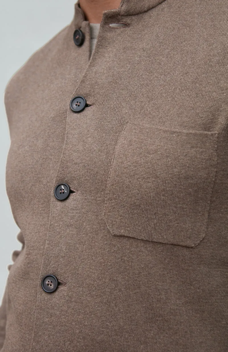 Mens Midweight Cotton Knitted Nehru Jacket