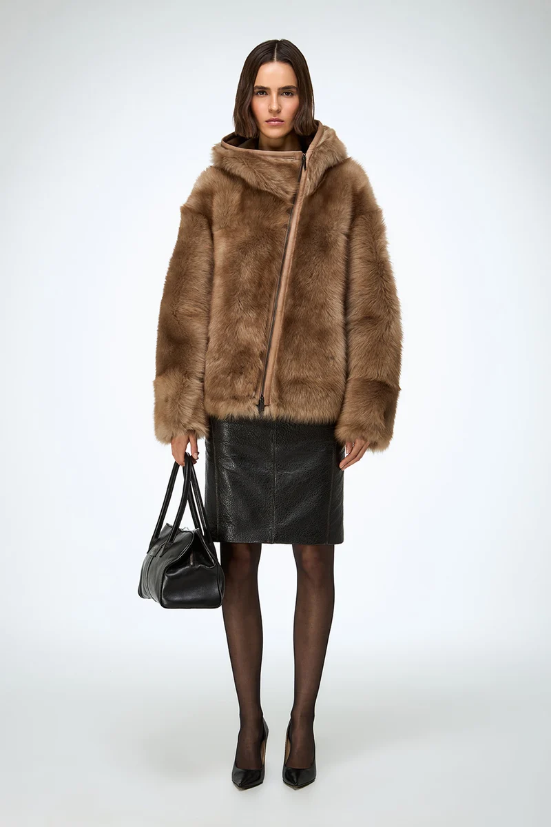 Linda – Sand - Lammfelljacke