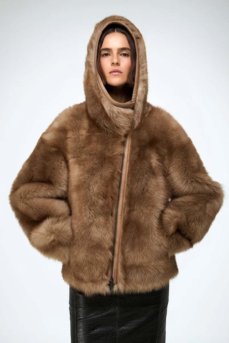 Linda – Sand - Lammfelljacke