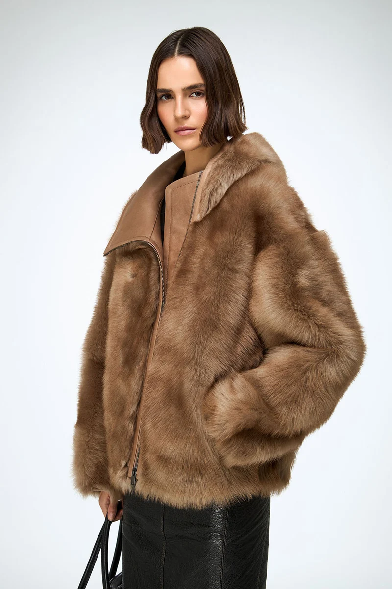 Linda – Sand - Lammfelljacke