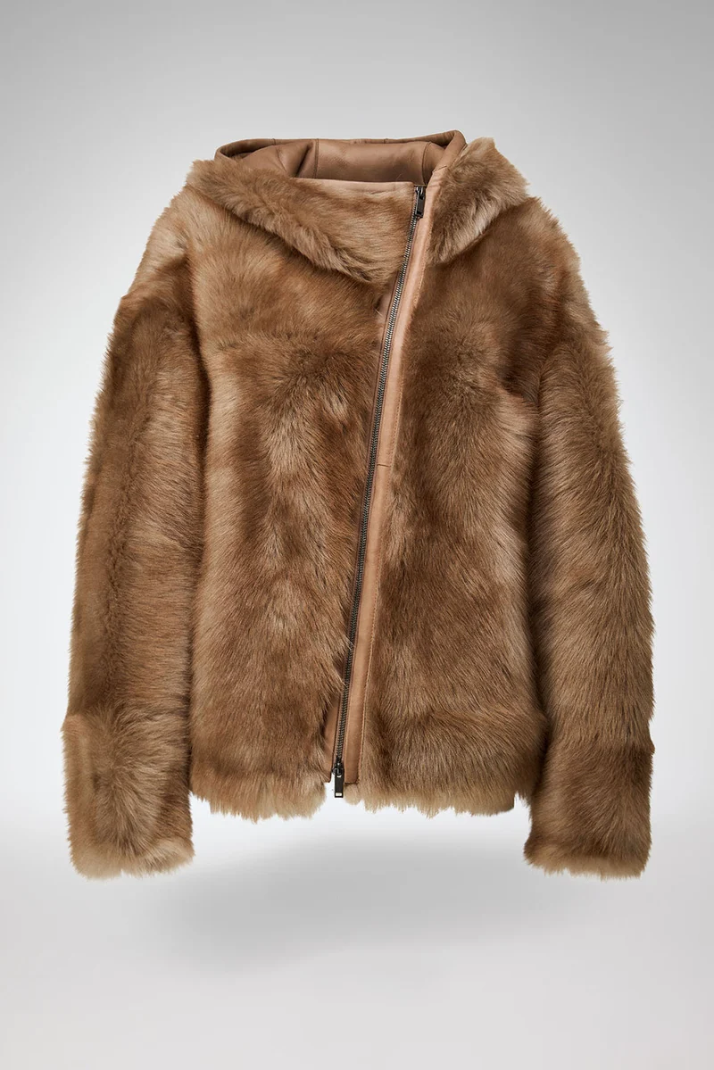 Linda – Sand - Lammfelljacke