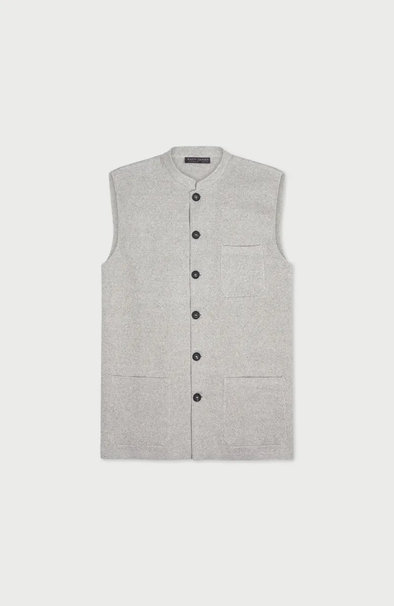 Mens Midweight Cotton Knitted Nehru Waistcoat