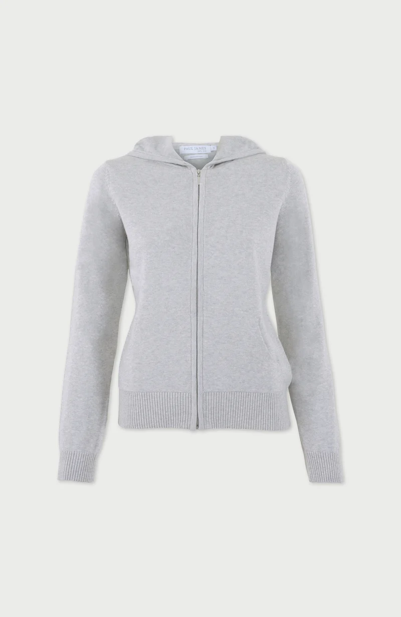 Damen-Kapuzenpullover aus 100 % Baumwolle mit durchgehendem Reißverschluss