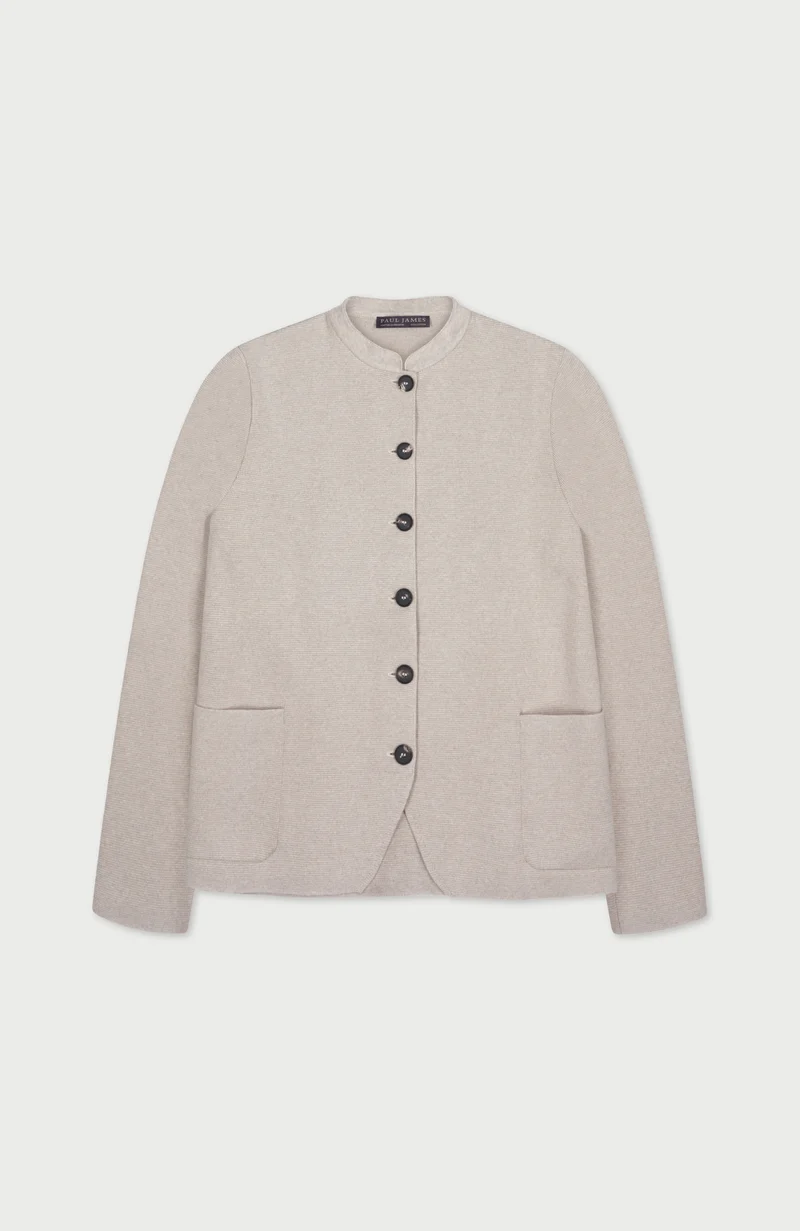 Womens Midweight Cotton Knitted Nehru Jacket