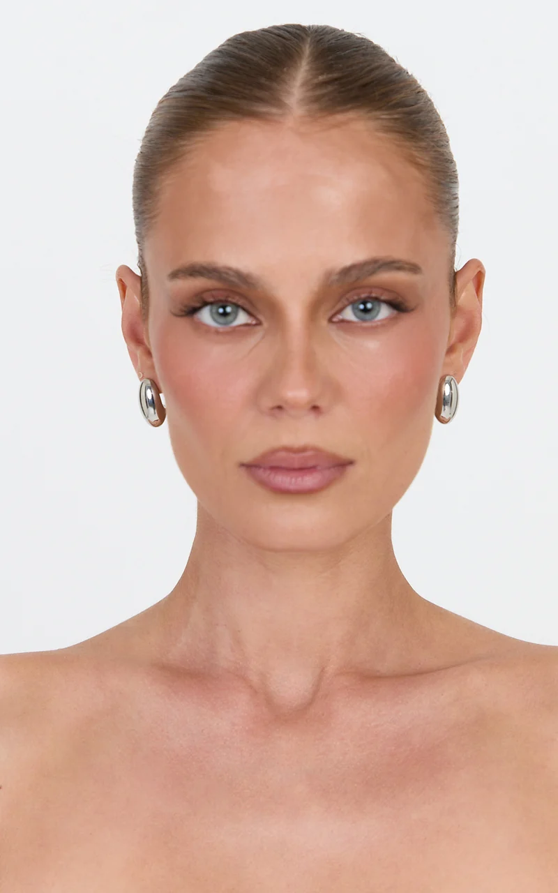 Lucille Earrings - Oval Statement Earrings in Silver