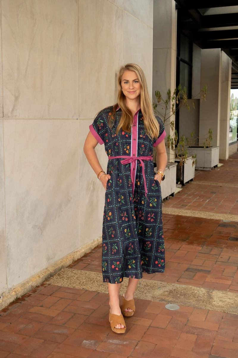 Navy Floral Fall Dress